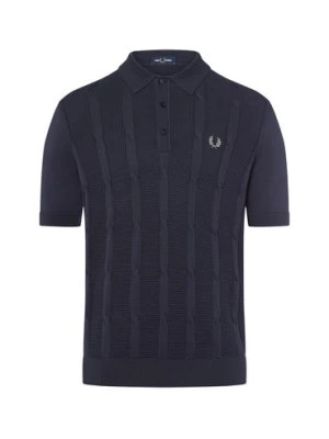Fred Perry Męska koszulka polo Mężczyźni drobna dzianina niebieski jednolity,