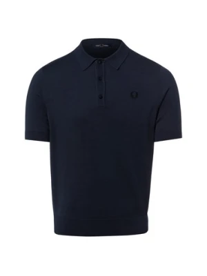 Fred Perry Męska koszulka polo z dzianiny Mężczyźni Bawełna (100%) niebieski jednolity,