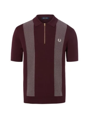 Fred Perry Męska koszulka polo z dzianiny Mężczyźni Bawełna czerwony|biały wzorzysty,