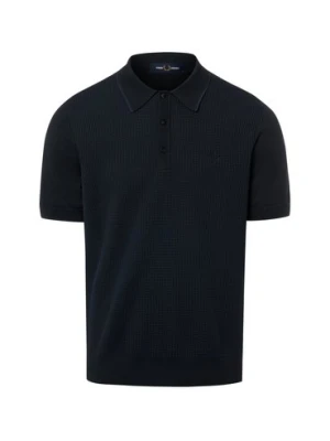 Fred Perry Męska koszulka polo z dzianiny Mężczyźni czarny wypukły wzór tkaniny,