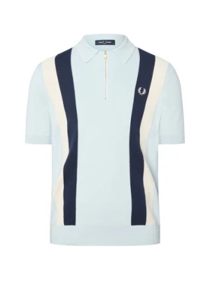 Fred Perry Męska koszulka polo z dzianiny Mężczyźni drobna dzianina niebieski|biały jednolity,