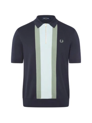 Fred Perry Męska koszulka polo z dzianiny Mężczyźni drobna dzianina niebieski|zielony jednolity,