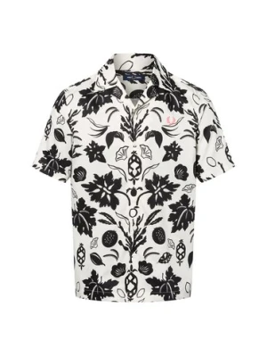 Fred Perry Męska koszulka z krótkim rękawem Mężczyźni Regular Fit Bawełna biały|czarny wzorzysty,