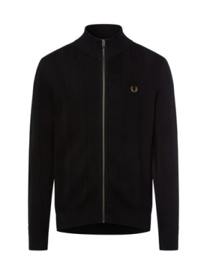Fred Perry Męski kardigan Mężczyźni Bawełna czarny jednolity,