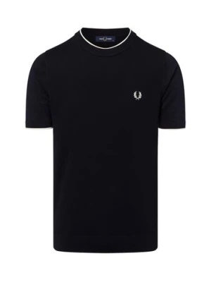 Fred Perry Męski sweter Mężczyźni Bawełna niebieski jednolity,