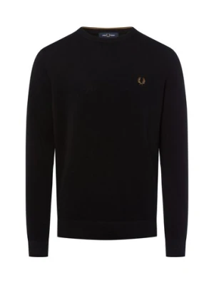 Fred Perry Męski sweter z dzianiny Mężczyźni Bawełna czarny jednolity,