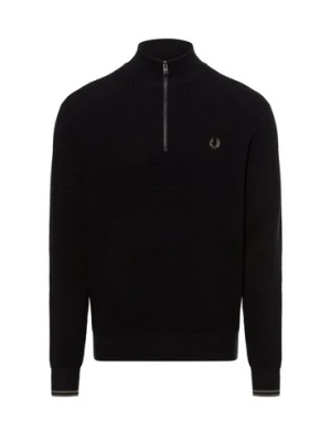 Fred Perry Męski sweter z dzianiny Mężczyźni Bawełna czarny jednolity,