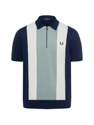 Fred Perry Męski sweter z krótkim rękawem Mężczyźni Bawełna zielony|niebieski w paski,