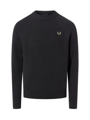 Fred Perry Męski wełniany sweter Mężczyźni Wełna niebieski jednolity,