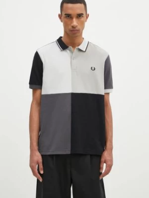 Fred Perry polo bawełniane Beams Grid Design Fp Shirt kolor czarny wzorzysty SM7186.102