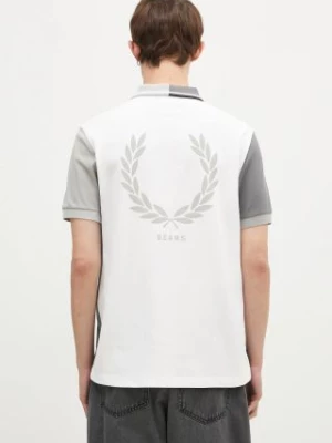 Fred Perry polo bawełniane Beams Grid Design Shirt kolor szary z nadrukiem SM7187.100