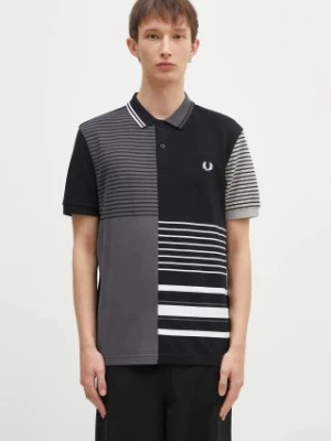 Fred Perry polo bawełniane Beams Striped Panel Shirt kolor czarny wzorzysty SM7188.102