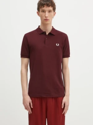 Fred Perry polo bawełniane kolor bordowy z aplikacją M6000.597