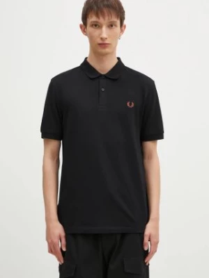 Fred Perry polo bawełniane kolor czarny gładki M6000.U35