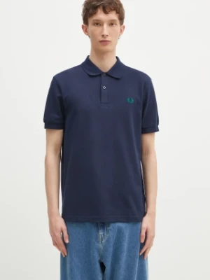 Fred Perry polo bawełniane kolor granatowy z aplikacją M6000.Y49