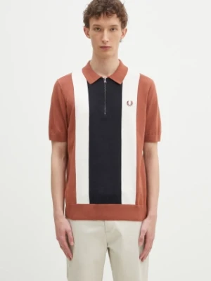 Fred Perry polo bawełniane kolor pomarańczowy wzorzysty K9728.Y91