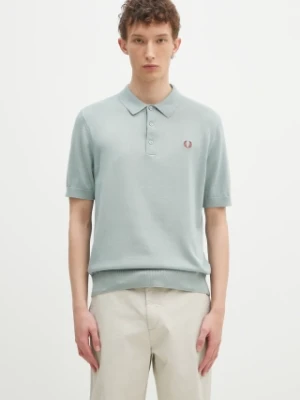 Fred Perry polo bawełniane kolor turkusowy gładki K9725.959