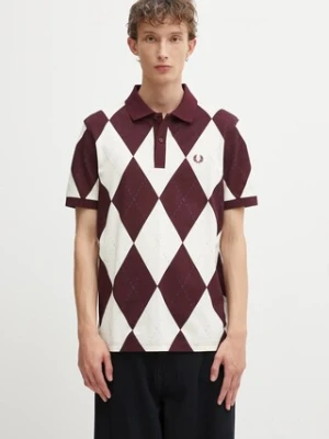 Fred Perry polo bawełniane męski kolor beżowy wzorzysty M1628