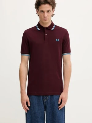 Fred Perry polo bawełniane męski kolor bordowy gładki M3600