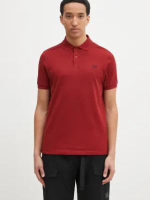 Fred Perry polo bawełniane męski kolor bordowy gładki M6000.Y35
