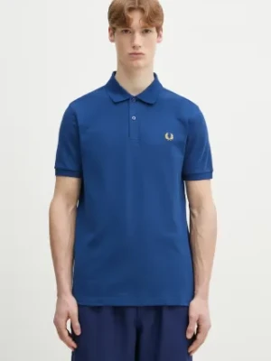 Zdjęcie produktu Fred Perry polo bawełniane męski kolor niebieski gładki M6000.Y47