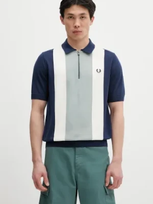 Fred Perry polo bawełniane męski kolor turkusowy wzorzysty K9728.Y90