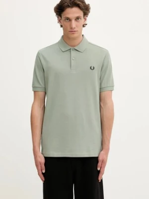 Fred Perry polo bawełniane męski kolor zielony gładki M6000