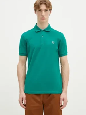 Fred Perry polo bawełniane męski kolor zielony gładki M6000.Y37