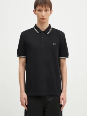 Fred Perry polo bawełniane The Twin Tipped Shirt kolor czarny gładki M3600.W54