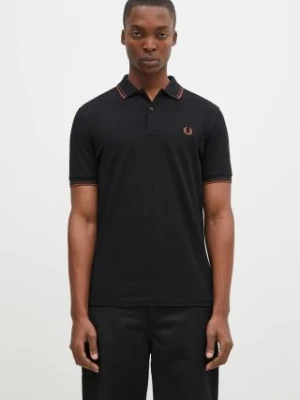 Fred Perry polo bawełniane The Twin Tipped Shirt kolor czarny gładki M3600.W68