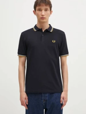 Fred Perry polo bawełniane The Twin Tipped Shirt kolor granatowy gładki M3600.W53