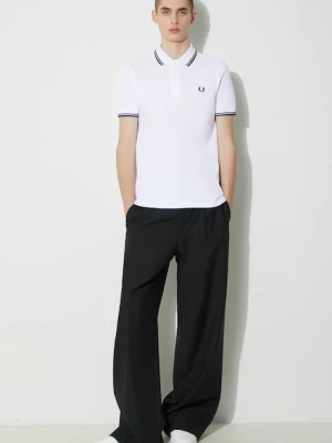 Fred Perry polo bawełniane Twin Tipped Shirt biały