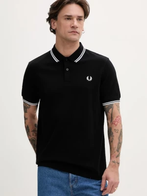Fred Perry polo bawełniane Twin Tipped Shirt czarny