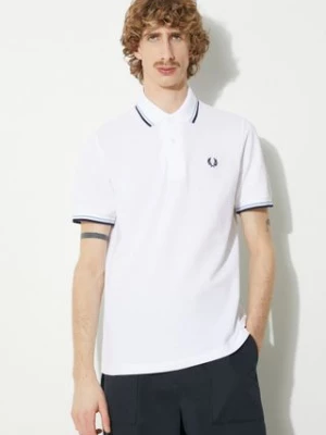 Fred Perry polo bawełniane Twin Tipped Shirt kolor beżowy z aplikacją M12.300