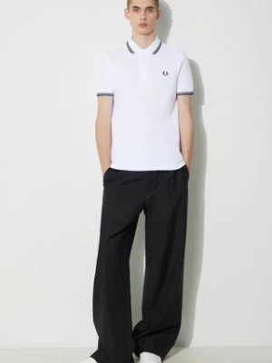 Fred Perry polo bawełniane Twin Tipped Shirt kolor biały z aplikacją M3600.200