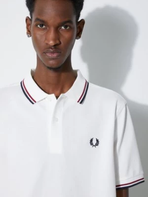 Fred Perry polo bawełniane Twin Tipped Shirt kolor biały z aplikacją M3600.T60