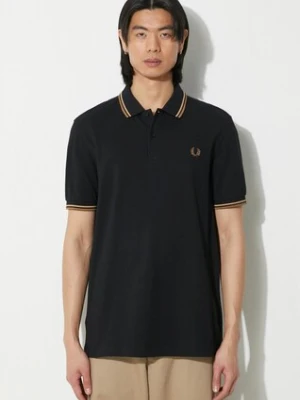 Fred Perry polo bawełniane Twin Tipped Shirt kolor czarny gładki M3600.U97