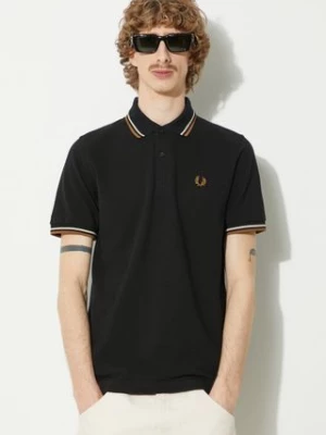 Fred Perry polo bawełniane Twin Tipped Shirt kolor czarny z aplikacją M12.U57