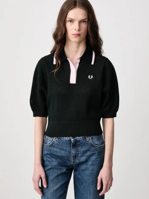 Fred Perry polo damskie z wełną zielony
