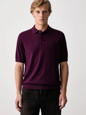 Fred Perry polo swetrowe męskie bawełniane fioletowy