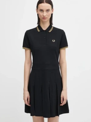 Fred Perry sukienka bawełniana kolor czarny mini rozkloszowana D1177