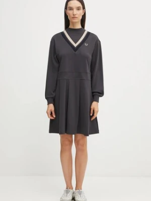 Fred Perry sukienka bawełniana kolor szary mini rozkloszowana D1178