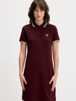 Fred Perry sukienka bawełniana z elastanem bordowy