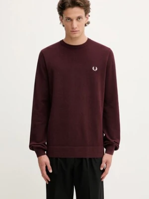 Fred Perry sweter bawełniany męski kolor bordowy lekki K1309