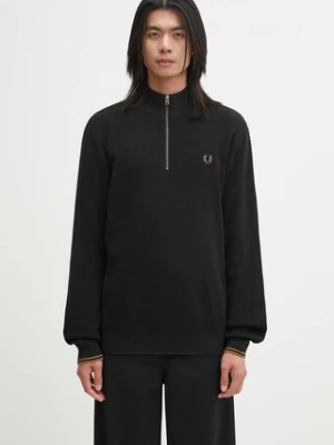 Fred Perry sweter bawełniany męski kolor czarny lekki z półgolfem K8557
