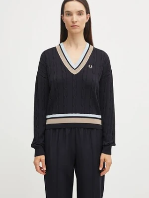 Fred Perry sweter damski kolor granatowy lekki K1102