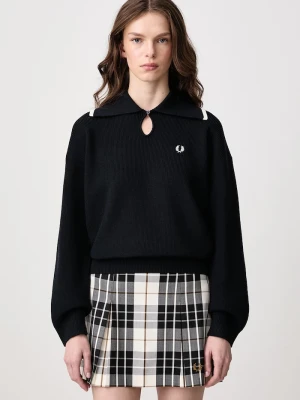 Fred Perry sweter damski z dodatkiem wełny granatowy