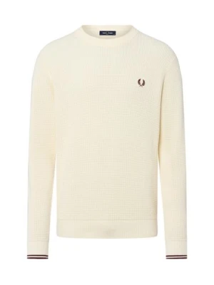 Fred Perry Sweter męski Mężczyźni Bawełna biały wypukły wzór tkaniny,