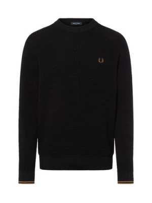 Fred Perry Sweter męski Mężczyźni Bawełna czarny wypukły wzór tkaniny,