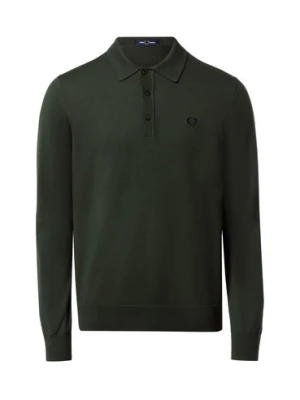 Fred Perry Sweter męski Mężczyźni Wełna zielony jednolity,
